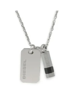 Diesel Naszyjnik Brave Armor Double Pendant DX1156040 Srebrny