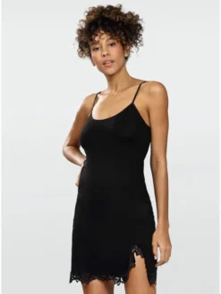 DKaren Lingerie Halka Emma Czarny Slim Fit