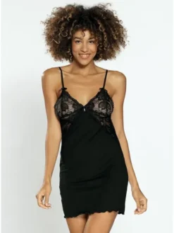 DKaren Lingerie Halka Flawia Czarny Slim Fit