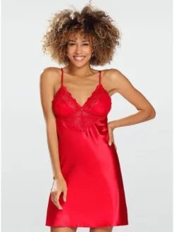DKaren Lingerie Halka Frances Czerwony Classic Fit