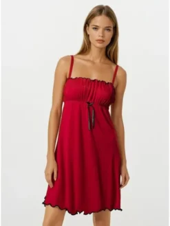 DKaren Lingerie Halka Gaja Czerwony Classic Fit
