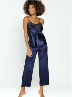 DKaren Lingerie Komplet bielizny Caroline Granatowy Classic Fit