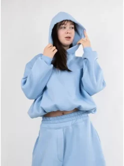 DKaren Sport Bluza B27 Błękitny Classic Fit