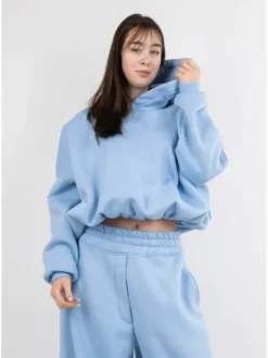 DKaren Sport Bluza B27 Błękitny Classic Fit