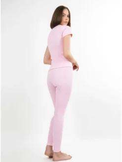 DKaren Sport Komplet bluza i legginsy KHalima Różowy Classic Fit