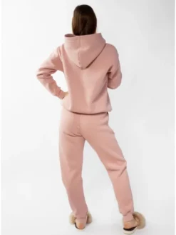 DKaren Sport Komplet bluza i spodnie materiałowe Randi Różowy Classic Fit