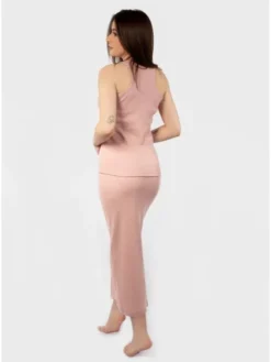 DKaren Sport Komplet bluzka i spódnica DK-K-P1 Różowy Slim Fit