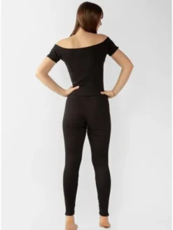 DKaren Sport Komplet bluzka i spodnie Bayo Czarny Slim Fit