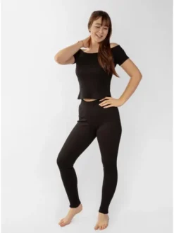 DKaren Sport Komplet bluzka i spodnie Bayo Czarny Slim Fit