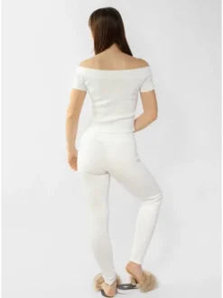 DKaren Sport Komplet bluzka i spodnie Bayo Écru Slim Fit