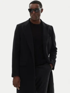Dolce&Gabbana Płaszcz wełniany G036IT HUMJ2 Czarny Regular Fit