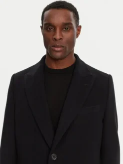 Dolce&Gabbana Płaszcz wełniany G036IT HUMJ2 Czarny Regular Fit