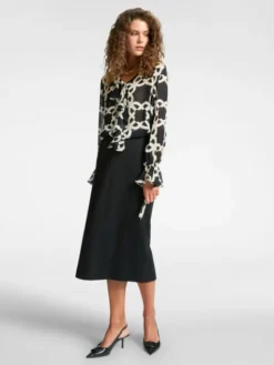 Elena Mirò Spódnica midi 1802Z000056N033 Czarny Slim Fit