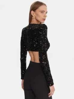 Elisabetta Franchi Bluzka TO-046-57E2-V370 Czarny Slim Fit