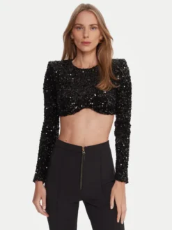 Elisabetta Franchi Bluzka TO-046-57E2-V370 Czarny Slim Fit