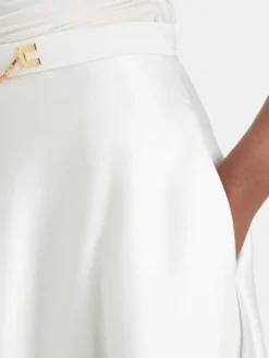 Elisabetta Franchi Spódnica midi GO-156-61E2-V320 Biały Regular Fit
