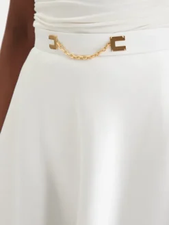 Elisabetta Franchi Spódnica midi GO-156-61E2-V320 Biały Regular Fit