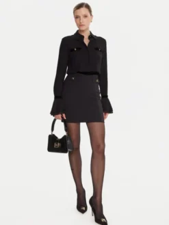 Elisabetta Franchi Spódnica mini GO-148-57E2-V380 Czarny Regular Fit