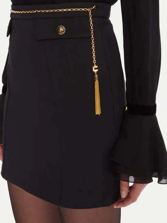 Elisabetta Franchi Spódnica mini GO-148-57E2-V380 Czarny Regular Fit