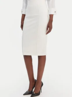 Elisabetta Franchi Spódnica ołówkowa GO-159-61E2-V360 Écru Regular Fit