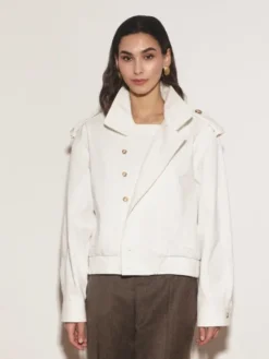 Entelier Kurtka przejściowa krótka pudełkowa Biały Modern Relaxed Fit