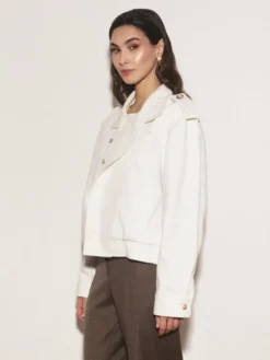 Entelier Kurtka przejściowa krótka pudełkowa Biały Modern Relaxed Fit