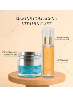 Erthskin London Kolagen Morski SPF50 Krem na Dzień 50ml +WITAMINA C + SERUM KOLAGEN-ELIXIR 60ML Krem na dzień i na noc