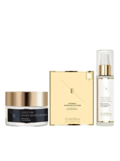Erthskin London Przeciwzmarszczkowy krem ​​nawilżający na noc + serum + płatki pod oczy Zestaw do pielęgnacji