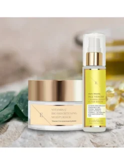 Erthskin London Rozświetlający krem ​​nawilżający z witaminą C + serum eliksirowe Krem na dzień i na noc
