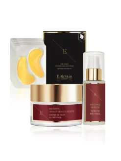 Erthskin London SERUM RETINOL + KREM NAWILŻAJĄCY NA NOC + PŁATKI POD OCZY Zestaw do pielęgnacji