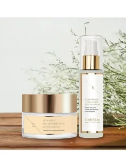 Erthskin London Witamina C Rozświetlający Krem Nawilżający 50ml + Serum Kolagenowe - 60ml Krem na dzień