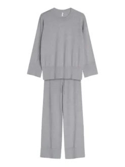 Esotiq Komplet sweter i spodnie materiałowe 46082 Szary Regular Fit