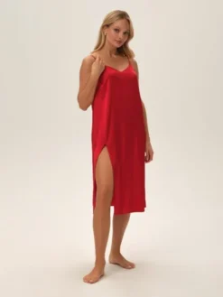 Esotiq Koszula nocna 42089 Czerwony Regular Fit