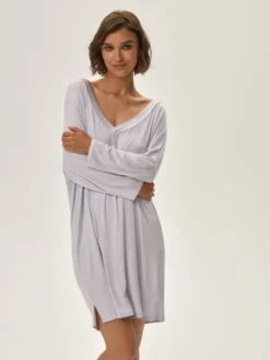 Esotiq Koszula nocna 42092 Szary Regular Fit