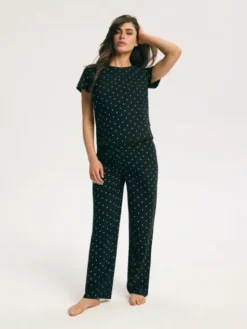 Esotiq Piżama 45651 Czarny Regular Fit