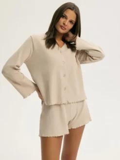 Esotiq Piżama 44059 Żółty Regular Fit