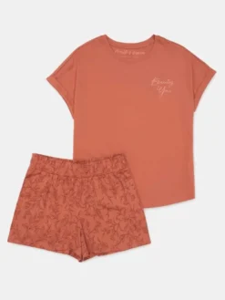 Esotiq Piżama 41306-38X Koralowy Loose Fit