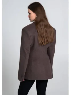 Estro Płaszcz wełniany ER00119687 Beżowy ciemny Slim Fit