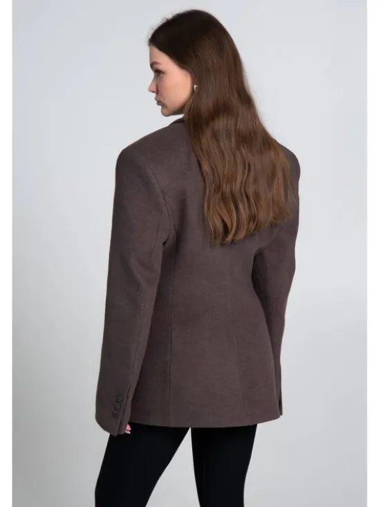 Estro Płaszcz wełniany ER00119687 Beżowy ciemny Slim Fit