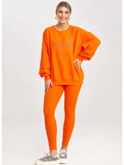 FIGL Komplet bluza i legginsy M1018 Pomarańczowy Regular Fit