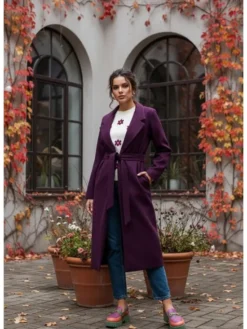 FIGL Płaszcz przejściowy M1243 Fioletowy Regular Fit