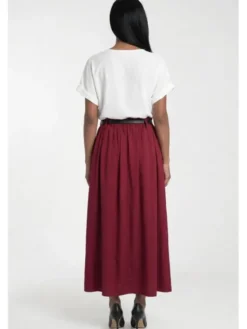 FIGL Spódnica maxi M1326 Bordowy A-Line Fit