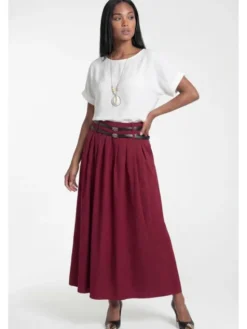 FIGL Spódnica maxi M1326 Bordowy A-Line Fit