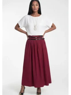 FIGL Spódnica maxi M1326 Bordowy A-Line Fit