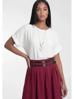 FIGL Spódnica maxi M1326 Bordowy A-Line Fit
