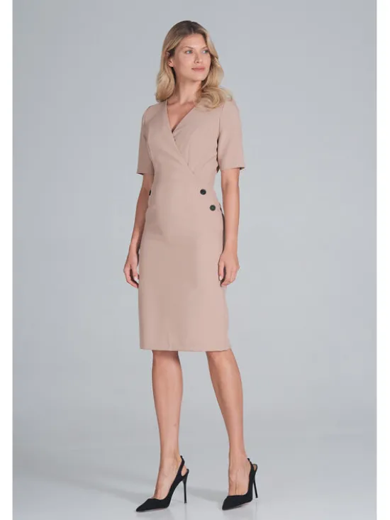 FIGL Sukienka M851 Beżowy Regular Fit