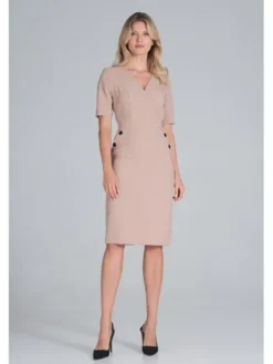 FIGL Sukienka M851 Beżowy Regular Fit