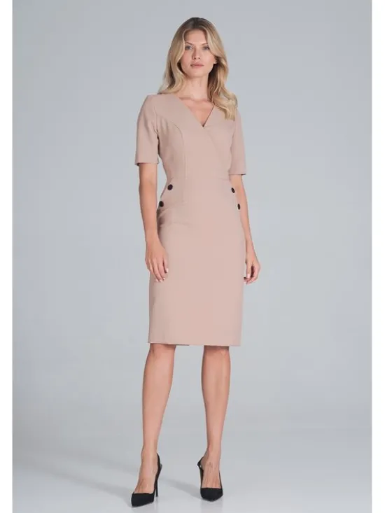 FIGL Sukienka M851 Beżowy Regular Fit