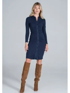 FIGL Sukienka M824 Granatowy Slim Fit