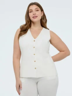 Fiorella Rubino Kamizelka M089L008362N011 Biały Regular Fit